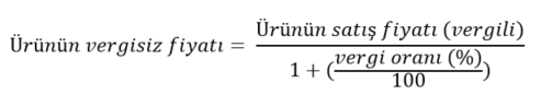 vergisiz ürün fiyatı hesaplama